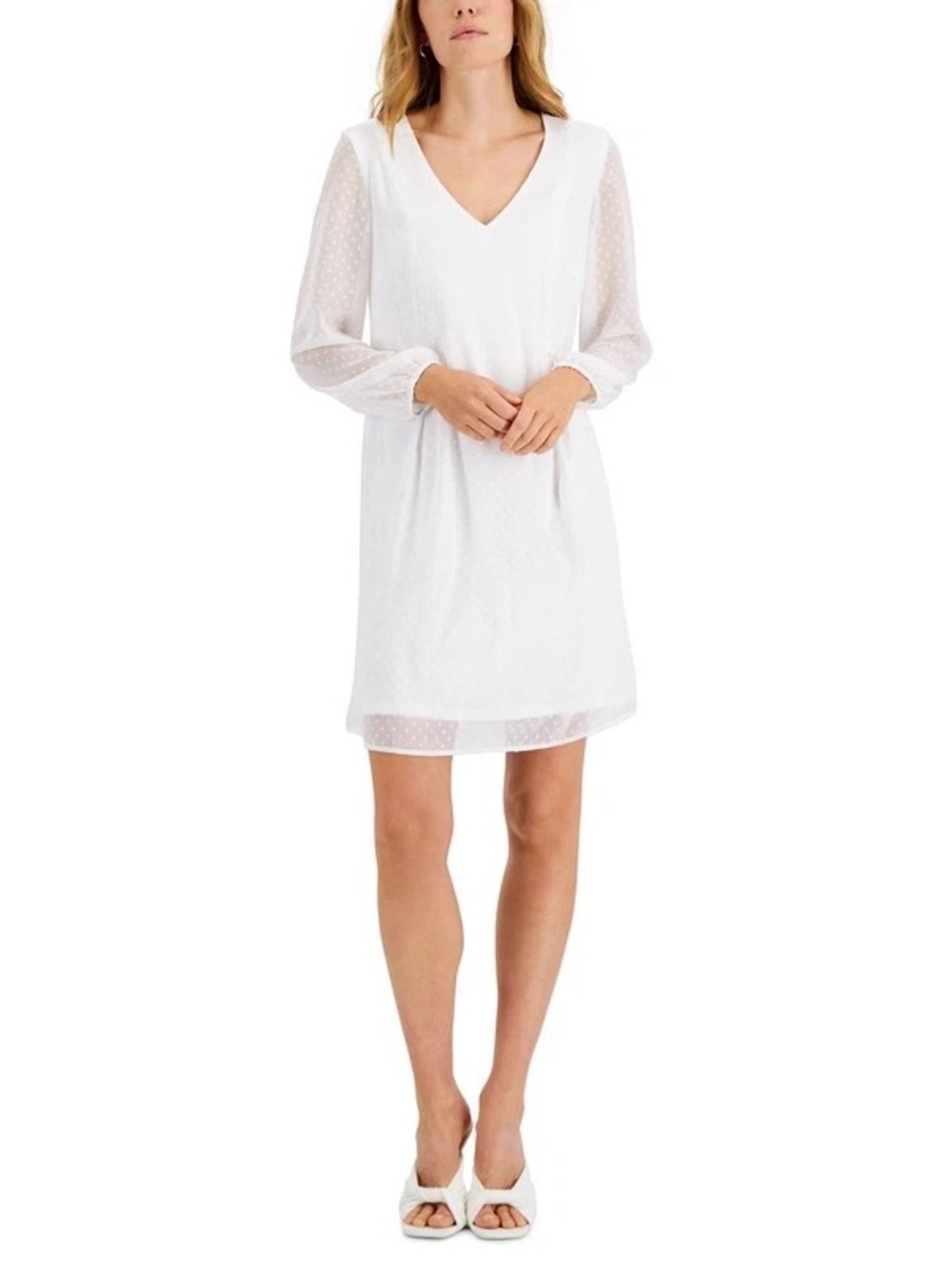 🆕 I.N.C. International Concepts Tie-Back Dotted Dress White Size L